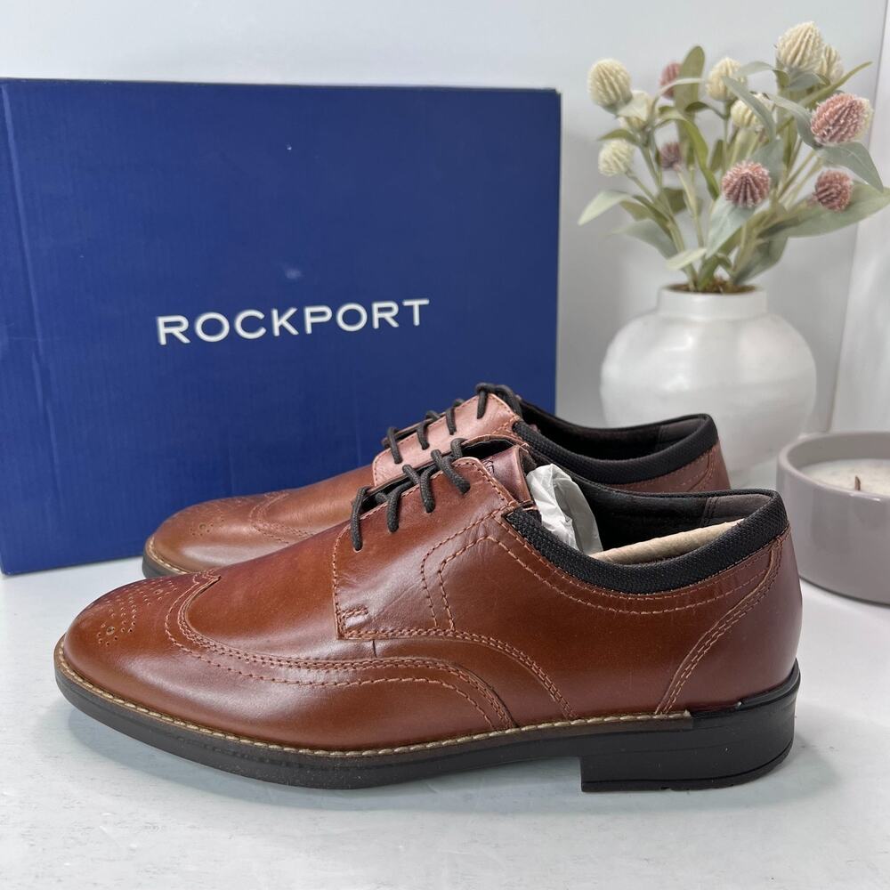 Rockport Bryant Wingtip Leather Oxford Classic Dress Shoe Brown Men's 7 Tried On
